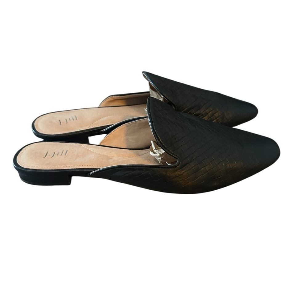 J Jill black woven leather mules slide on size 8